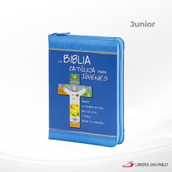 BIBLIA CATOLICA PARA JOVENES JUNIOR SIMILPIEL AZUL CON CIERRE – EVD